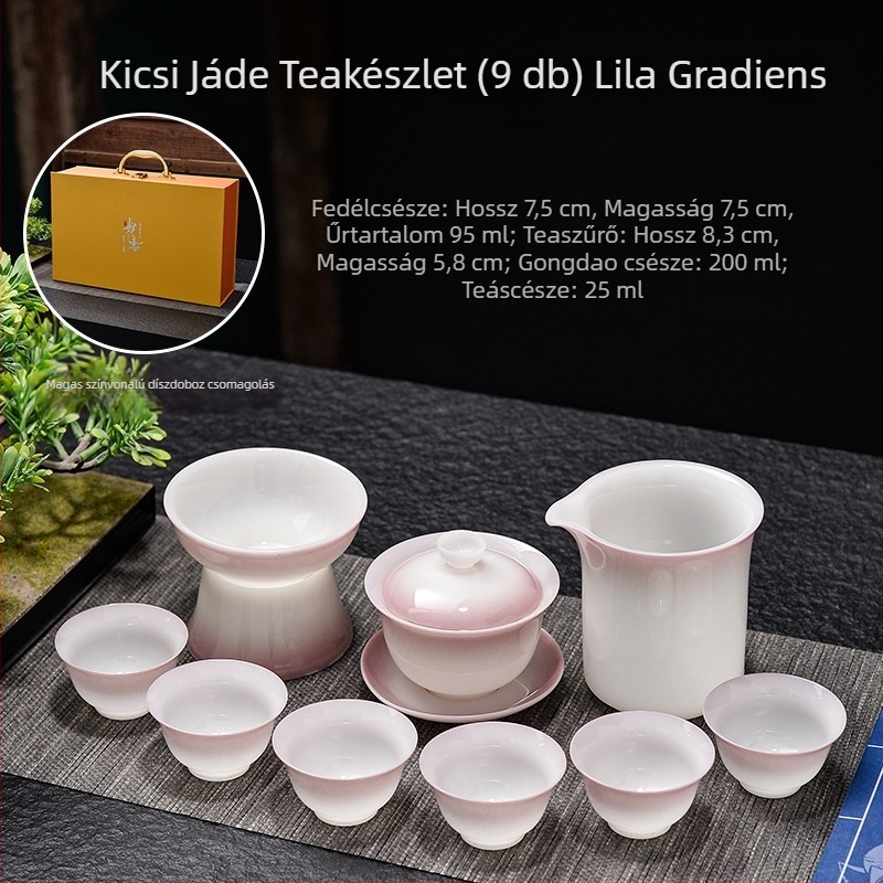 Kung-fu teáskészlet gaiwannal és teáscsészékkel, kerámia otthoni teafőzéshez, gradient színű teáscsésze készlet