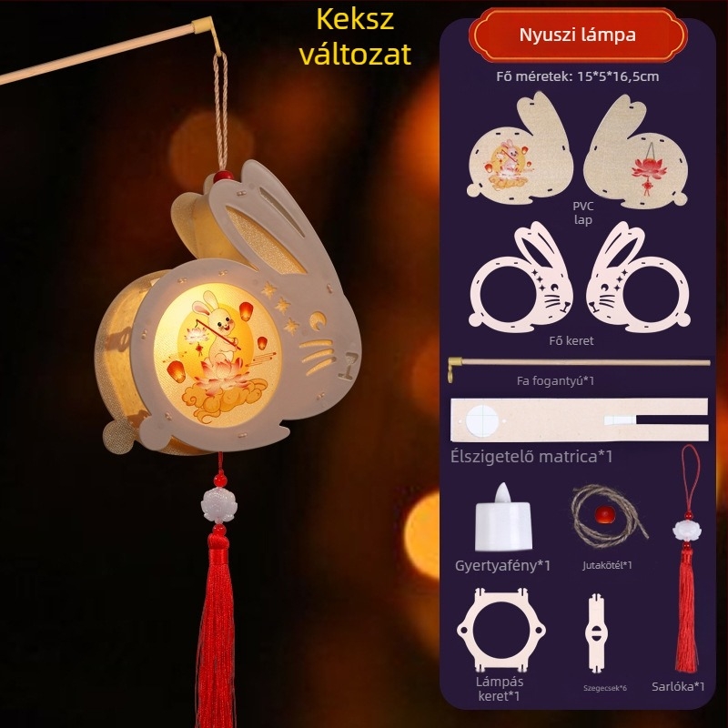 Kézzel készített nyuszilámpás készlet gyerekeknek ősi stílusban (óvoda – általános iskola)