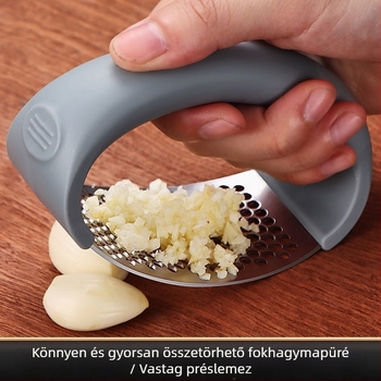 Gyűrű alakú kézi fokhagymanyomó és hámozó, 304 rozsdamentes acél