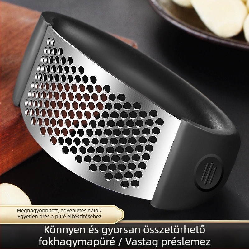 Gyűrű alakú kézi fokhagymanyomó és hámozó, 304 rozsdamentes acél