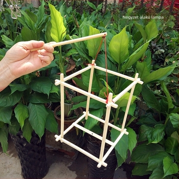 DIY bambusz keretű lámpás készlet — négyszögletes palotai lámpás, kézzel készült, 15 darab