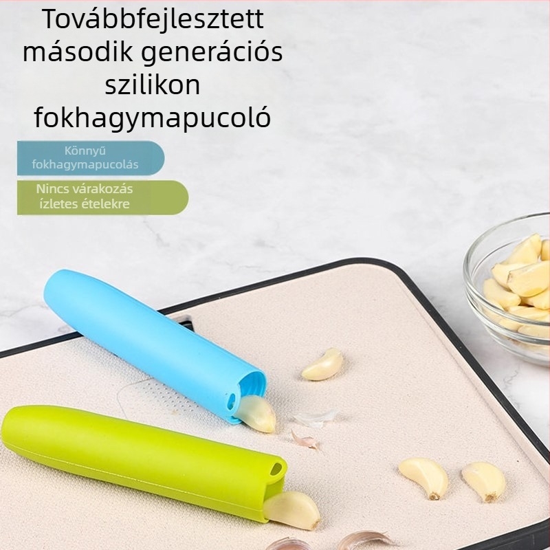 Szilikonból készült fokhagyma-hámozó eszköz, konyhai görgős fokhagyma-nyomó