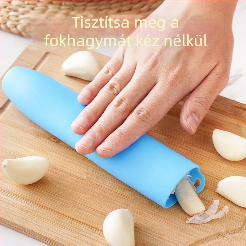 Szilikonból készült fokhagyma-hámozó eszköz, konyhai görgős fokhagyma-nyomó