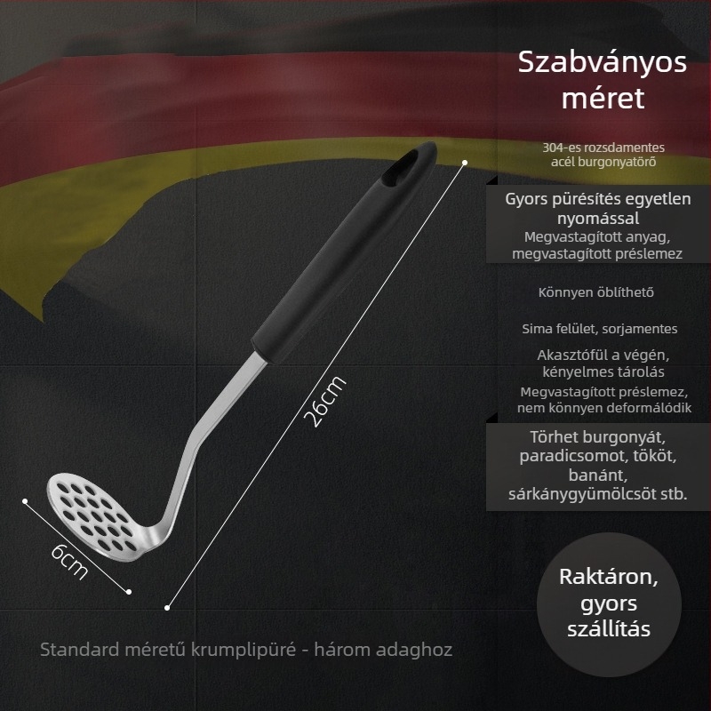 304 rozsdamentes acél burgonyaprés, multifunkcionális konyhai eszköz krumplipüréhez és fokhagymához