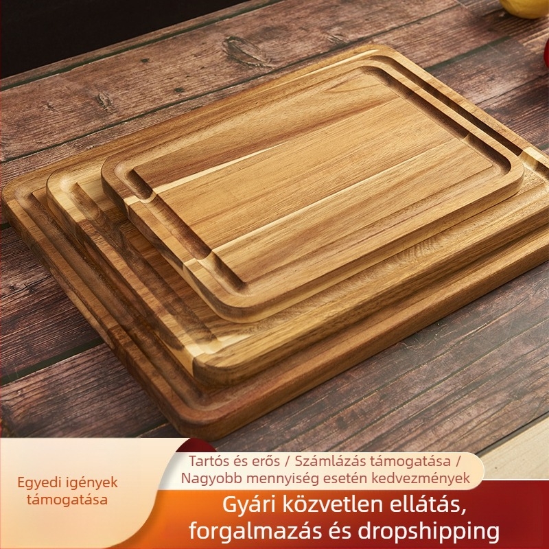 Akácfából készült vágódeszka a konyhába, tömör fa, tésztagyúráshoz, vastag fa vágódeszka