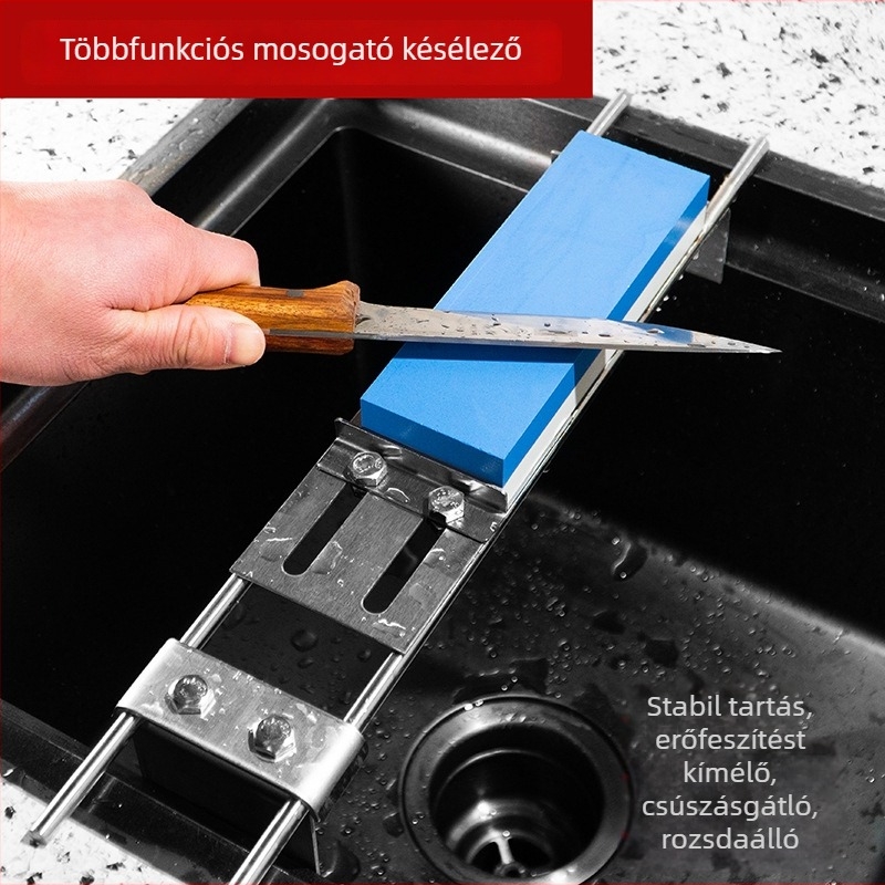 Állítható rozsdamentes acél konyhai késélező tartó, rögzített szögű tartó, új modell háztartási használatra