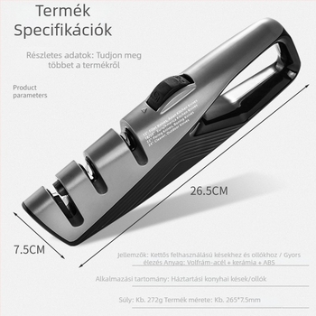 Új konyhai késélező fix szögű, állítható szöggel – alkalmas vágókésekhez, gyümölcs- és ollókhoz