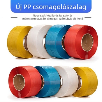 Gépi használatú PP csomagoló szalag kartonok csomagolásához, 0,7 mm, 90 kg szakítószilárdság, fehér