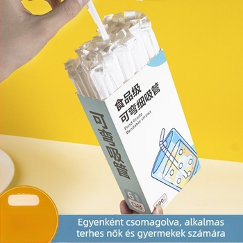Egyszer használatos szívószál egyedi csomagolásban, élelmiszer-minőségű átlátszó műanyagból, hajlítható, kismamáknak és gyerekeknek otthon