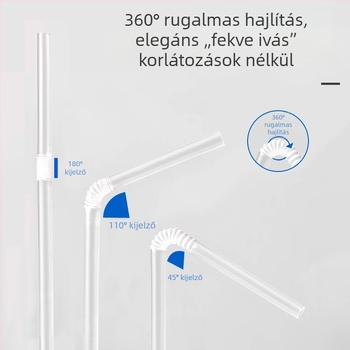 Egyszer használatos szívószál egyedi csomagolásban, élelmiszer-minőségű átlátszó műanyagból, hajlítható, kismamáknak és gyerekeknek otthon