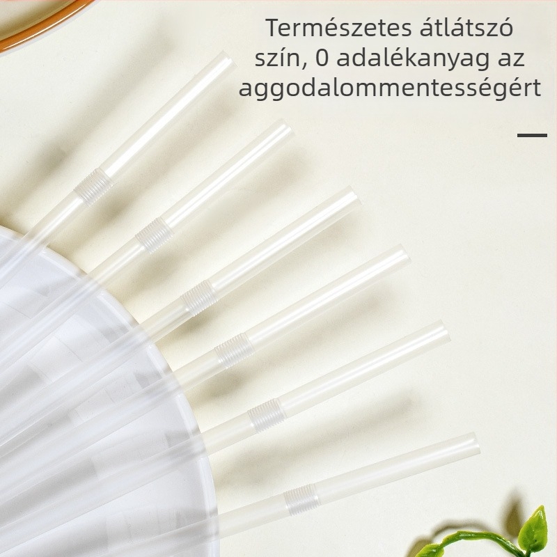 Egyszer használatos szívószál egyedi csomagolásban, élelmiszer-minőségű átlátszó műanyagból, hajlítható, kismamáknak és gyerekeknek otthon