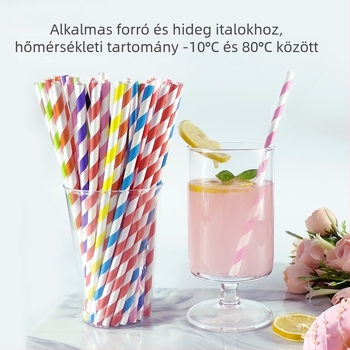 Színes csíkos papírszívó, egyszer használatos, biológiailag lebomló, megvastított, élelmiszer-minőségű, egyenes cső kávéhoz és tejjel készült teához, kreatív dizájn