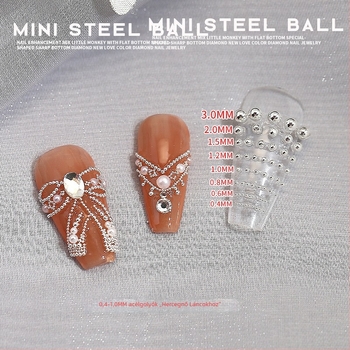 Mini acélgolyó gyöngy készlet manikűrhöz, 0.6 mm, arany és ezüst színű gyöngyökkel, csillagos ég mintával