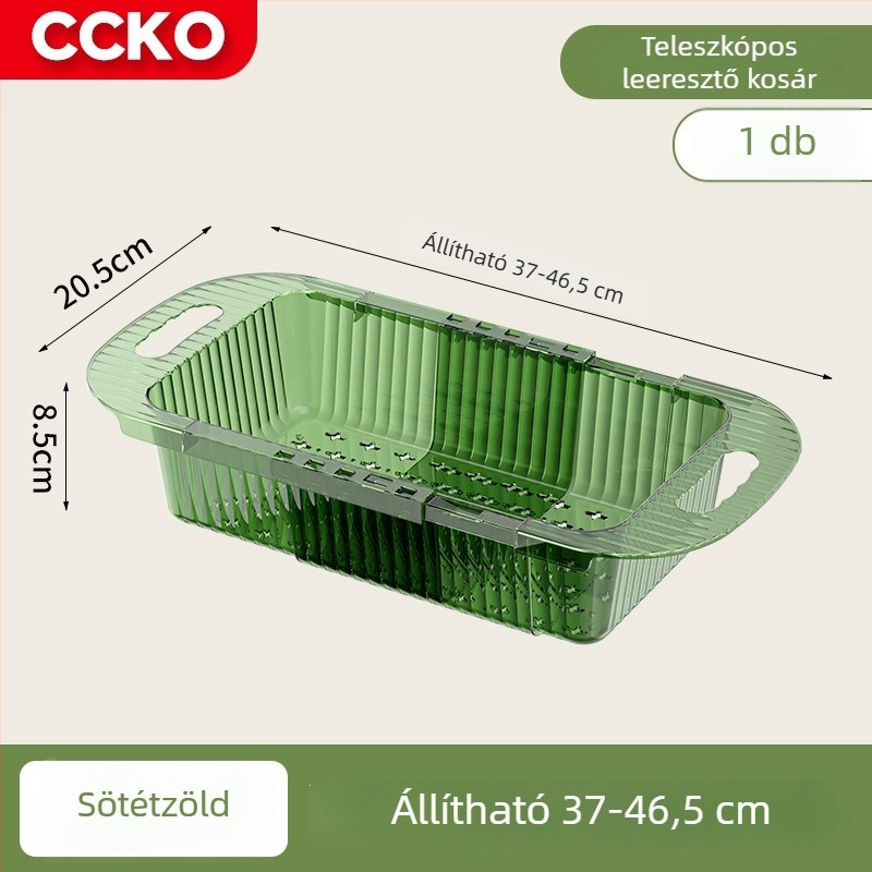 CCKO teleszkópos leeresztőkosár konyhai mosogatóhoz, elegáns és multifunkcionális a gyümölcsök mosására és leeresztésére
