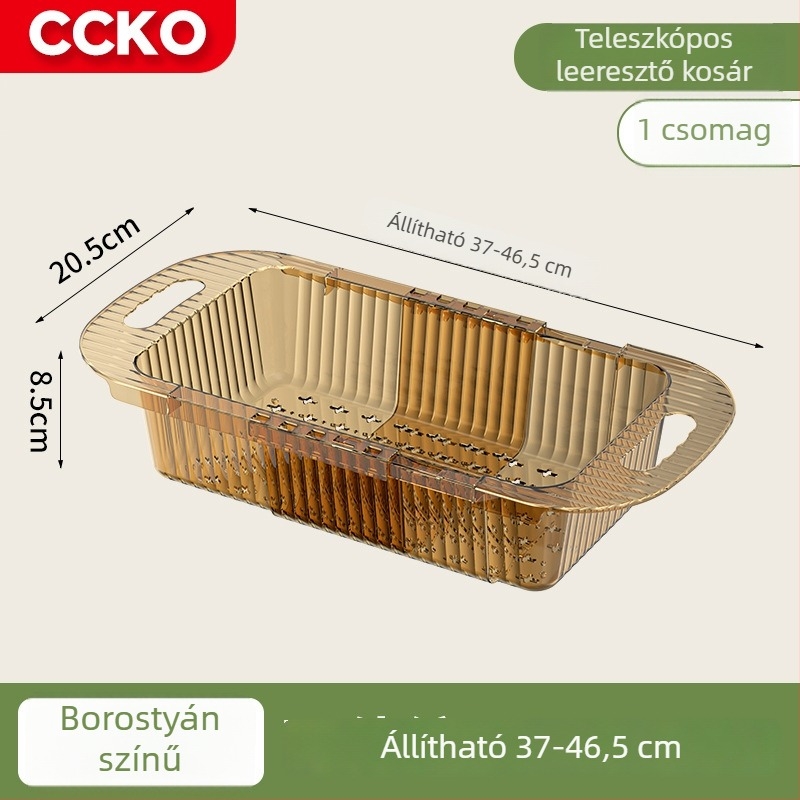 CCKO teleszkópos leeresztőkosár konyhai mosogatóhoz, elegáns és multifunkcionális a gyümölcsök mosására és leeresztésére