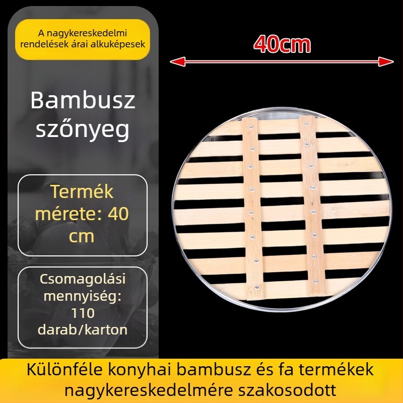 Otthoni bambusz gőzölő kosár és gőzölő rács – több méretű készlet, bambusz fedél