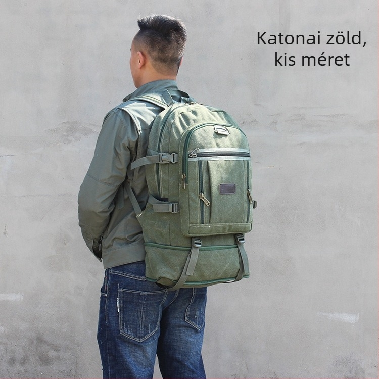 Kibővíthető vászon utazótáska, 56–75 l, kopásálló, uniszex