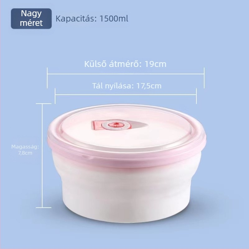 Összecsukható PP ebédtál és doboz, mikróbarát, hordozható kültéri ételtároló 800–1000 ml