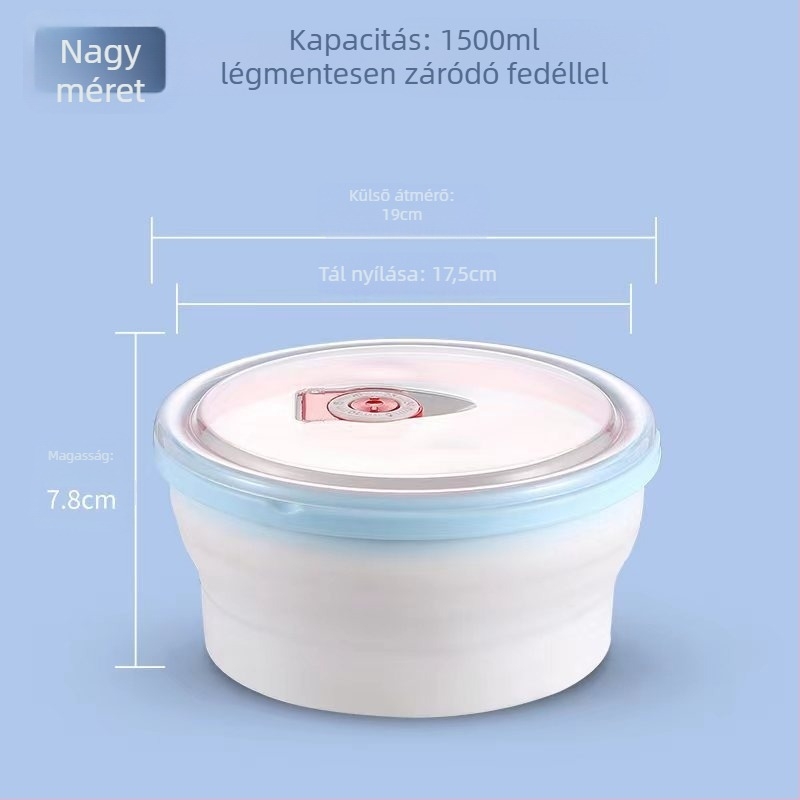 Összecsukható PP ebédtál és doboz, mikróbarát, hordozható kültéri ételtároló 800–1000 ml