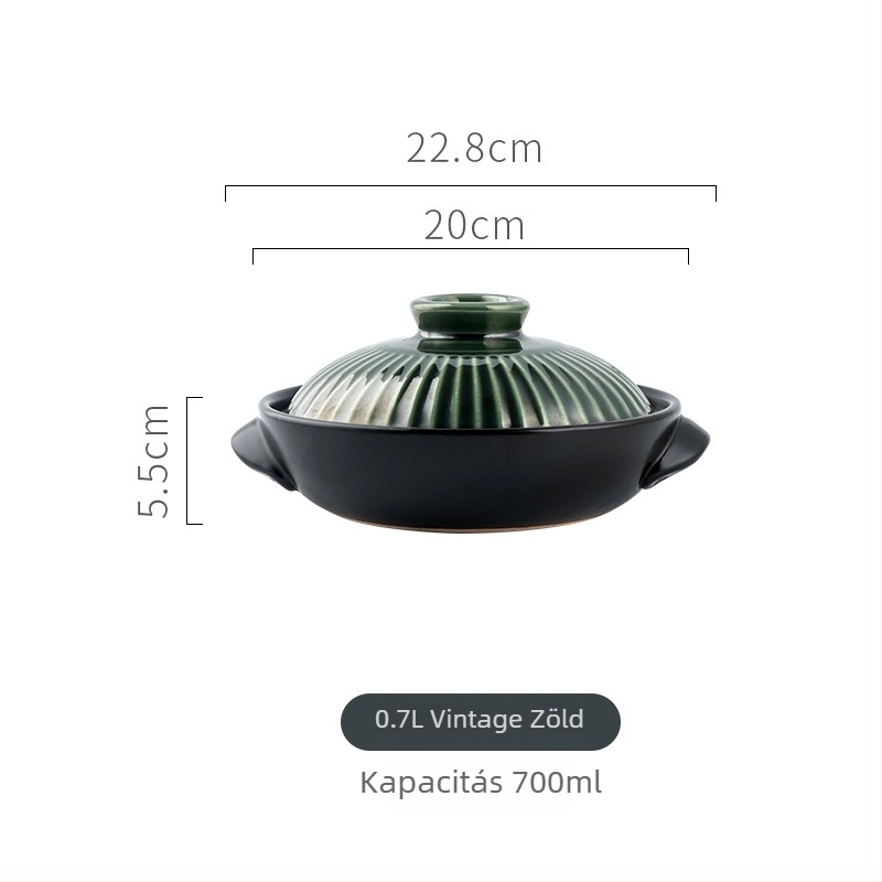 Retro kerek agyagedény két fogantyúval, lapos edény rizs elkészítéséhez, éttermi használatra