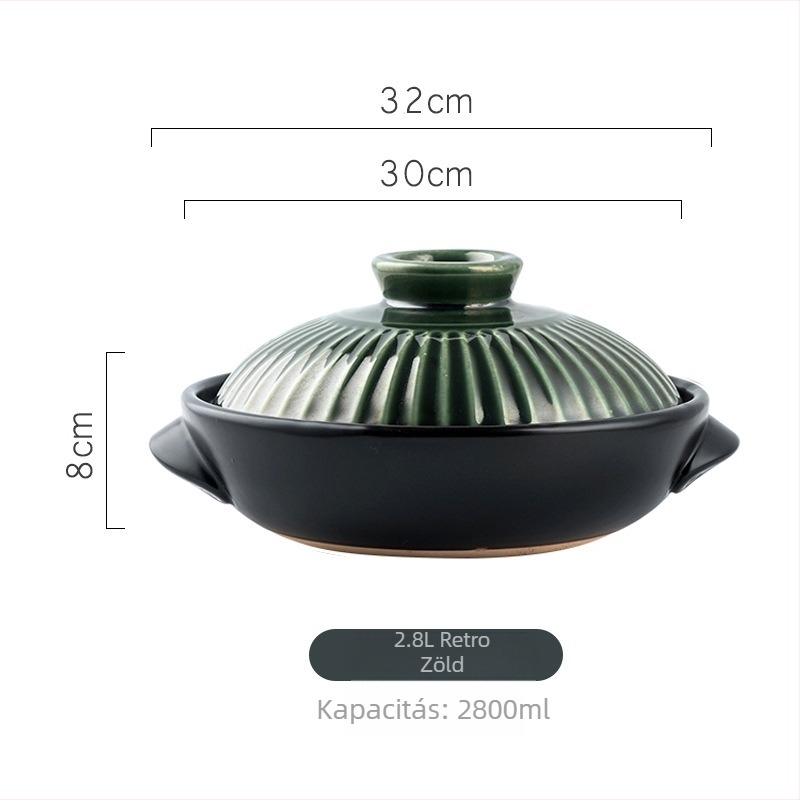 Retro kerek agyagedény két fogantyúval, lapos edény rizs elkészítéséhez, éttermi használatra