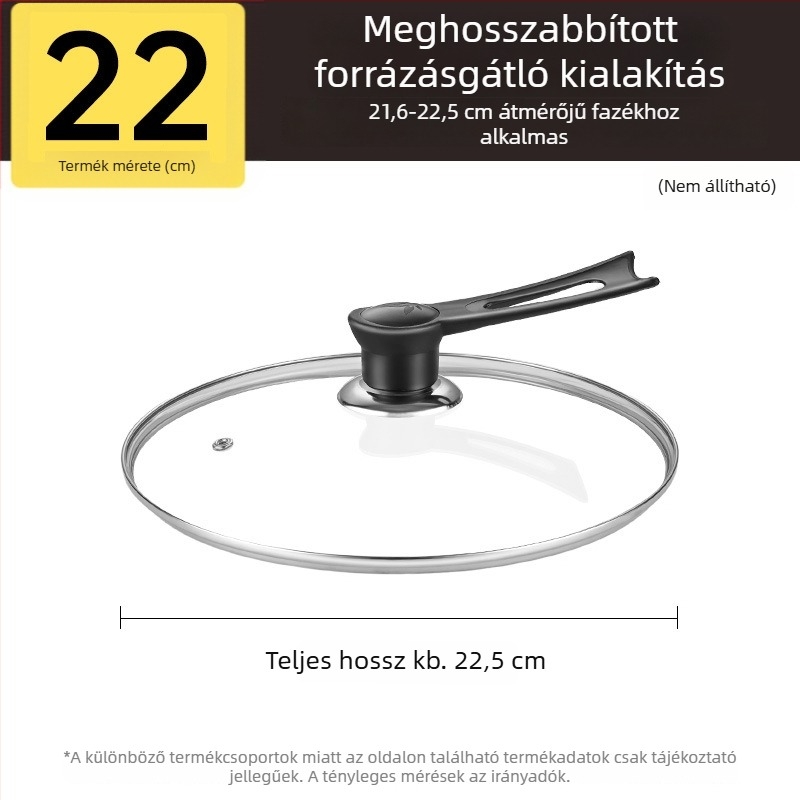 Edzett üvegből készült fazékfedél, hőálló, univerzális, 32 cm átmérőjű, főzőedényekhez, élelmiszer-minőségű, vastított
