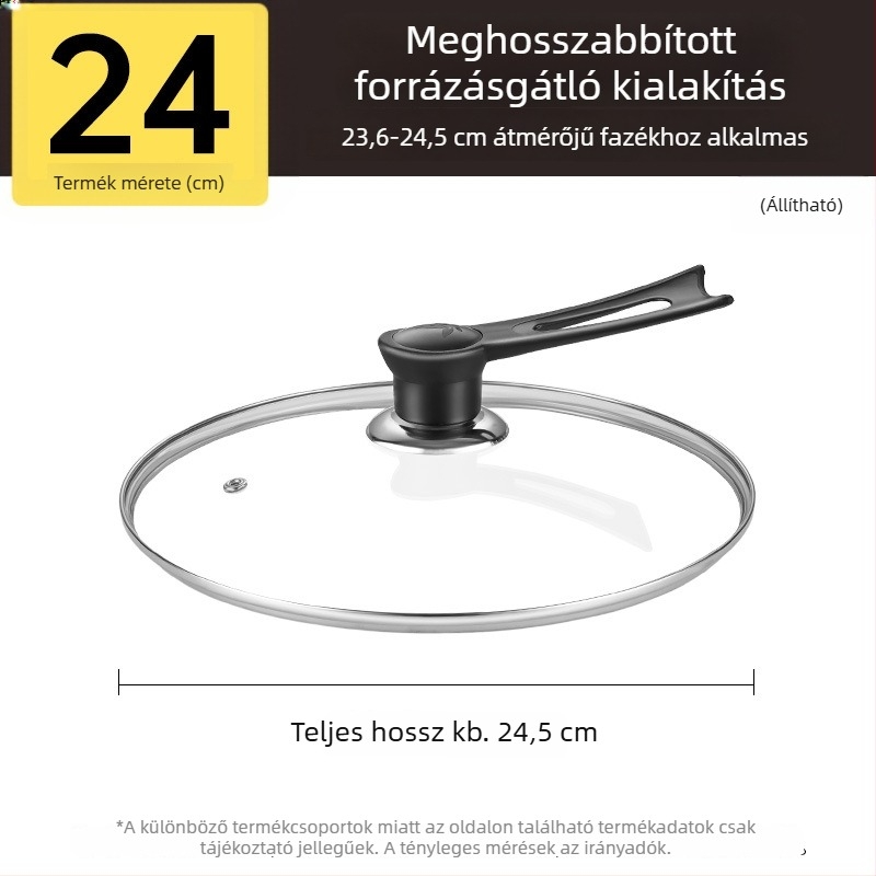Edzett üvegből készült fazékfedél, hőálló, univerzális, 32 cm átmérőjű, főzőedényekhez, élelmiszer-minőségű, vastított