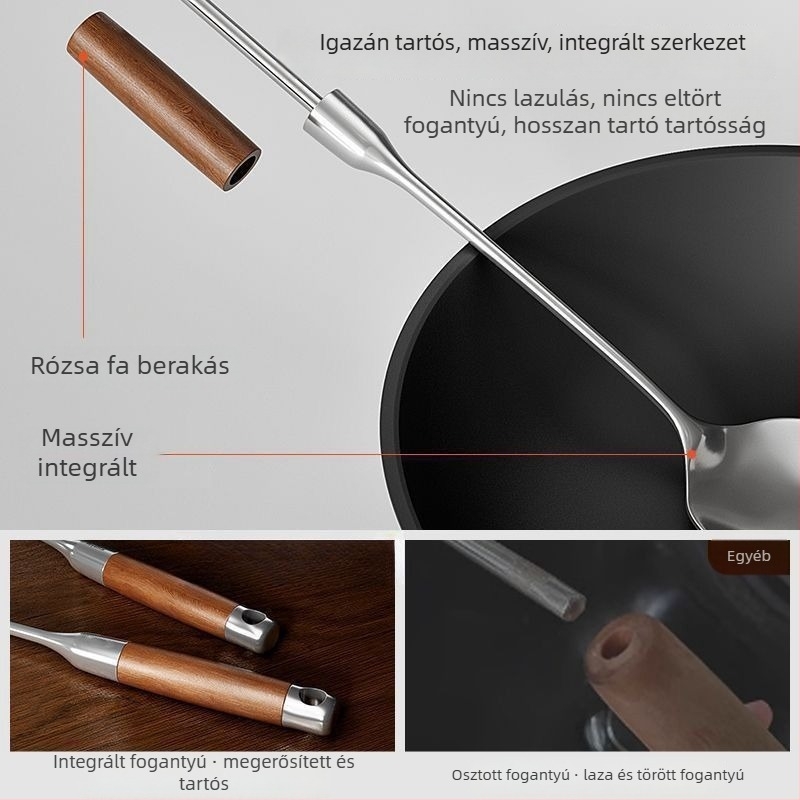 Vastagított rozsdamentes acél spatula fa nyéllel, konyhai eszközök készlet: spatula és leveses kanál