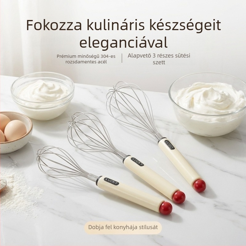 Félautomata tojáskeverő 304 rozsdamentes acélból, háztartási sütéshez, kézi mixer tojásokhoz és tejszínhez, tejhabosító