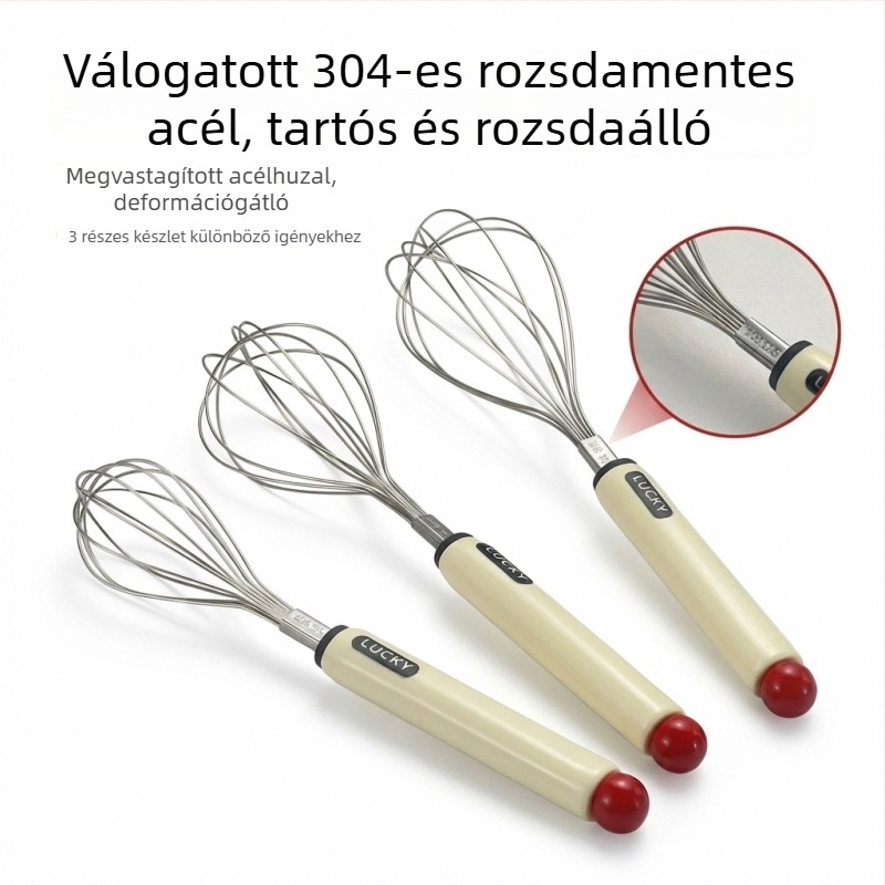 Félautomata tojáskeverő 304 rozsdamentes acélból, háztartási sütéshez, kézi mixer tojásokhoz és tejszínhez, tejhabosító