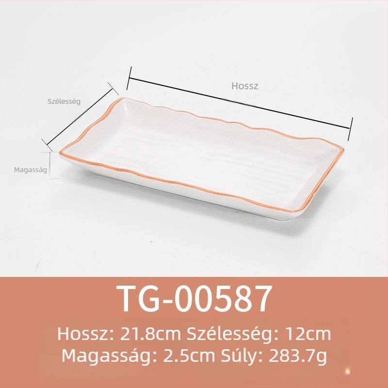 Melamin négyszögletes tányér porcelánhatással, japán stílus, hideg ételekhez és barbecue-hoz, kereskedelmi használatra