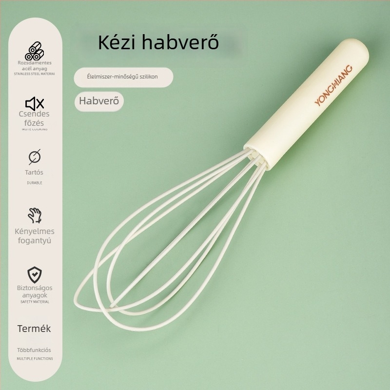 Kézi tojáshabosító szilikonból és rozsdamentes acélból, élelmiszer-minőségű, krém felveréséhez a háztartásban