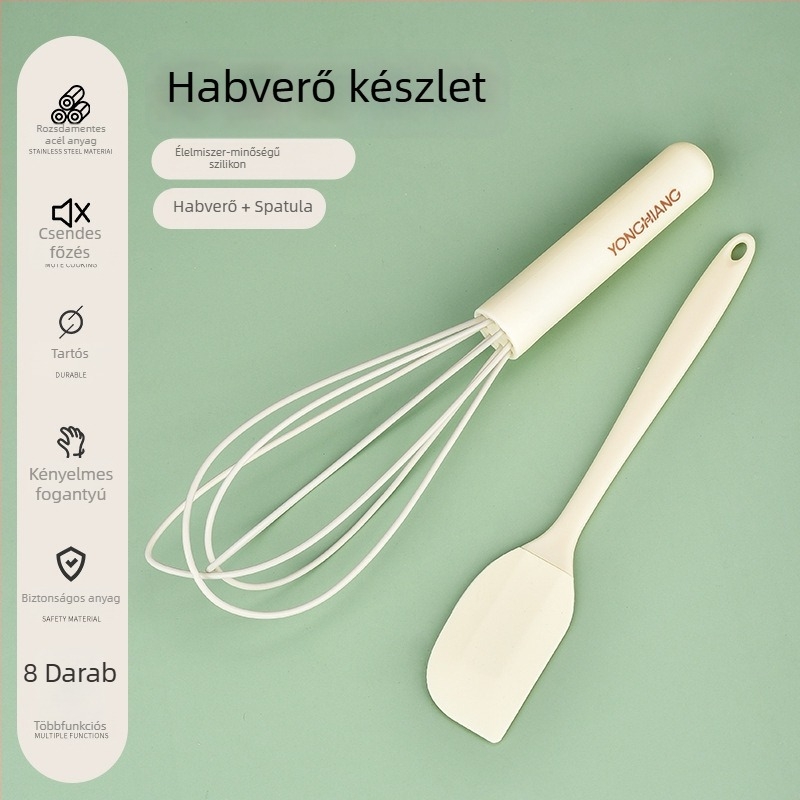 Kézi tojáshabosító szilikonból és rozsdamentes acélból, élelmiszer-minőségű, krém felveréséhez a háztartásban