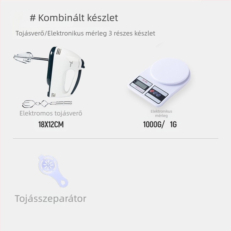 Kézi elektromos mixer, kompakt sütési készlet, tojás és tejszín felveréséhez, többfunkciós
