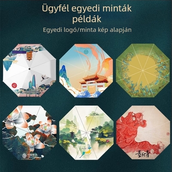 Automata nyitású összecsukható esernyő vinil anyaggal, logó nyomtatással, UV-védelemmel, eső- és nap használatra, kreatív ajándék