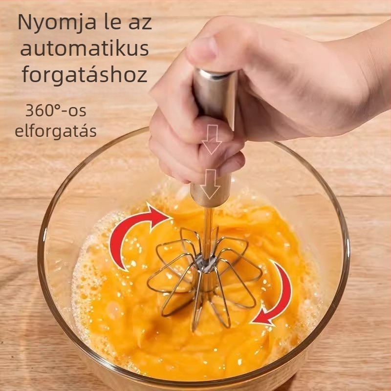 Félautomata rozsdamentes acél tojáshabosító háztartási használatra, kézi tojáshaboló eszköz sütéshez