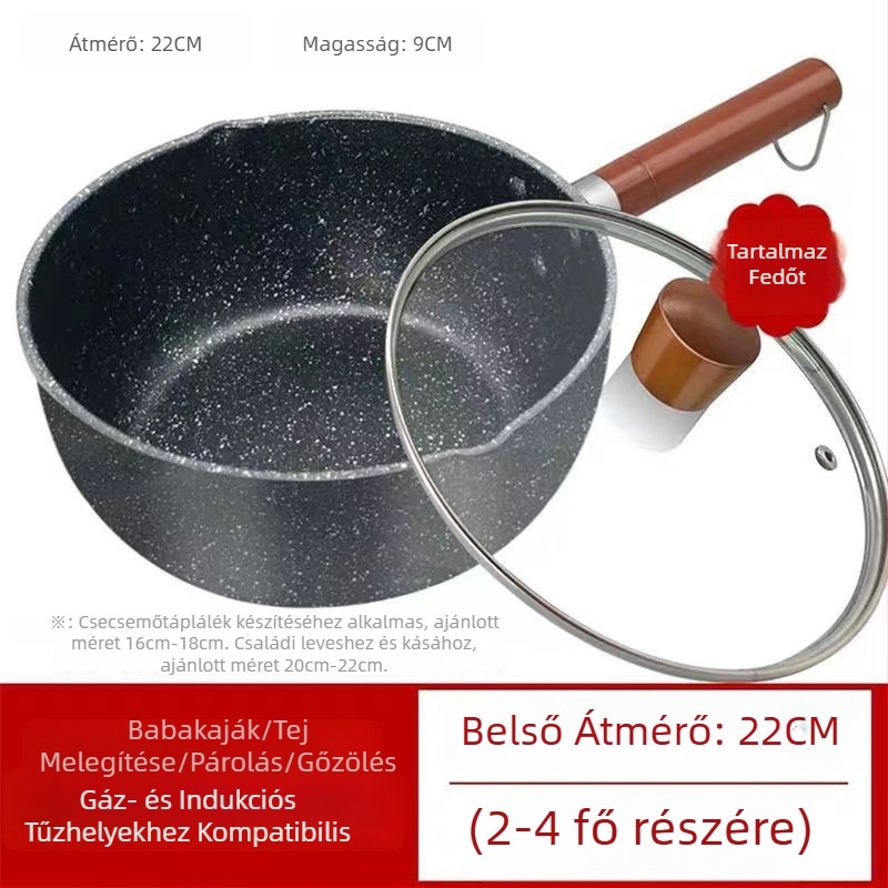 Japán stílusú tejfőző fazék Maifan-kővel, tapadásmentes, bébiételekhez, gáz- és indukciós főzőlaphoz