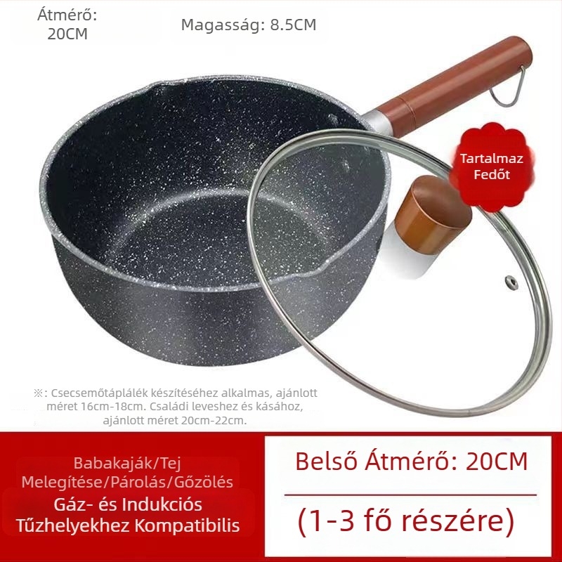 Japán stílusú tejfőző fazék Maifan-kővel, tapadásmentes, bébiételekhez, gáz- és indukciós főzőlaphoz