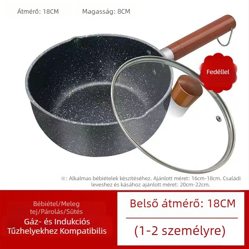 Japán stílusú tejfőző fazék Maifan-kővel, tapadásmentes, bébiételekhez, gáz- és indukciós főzőlaphoz
