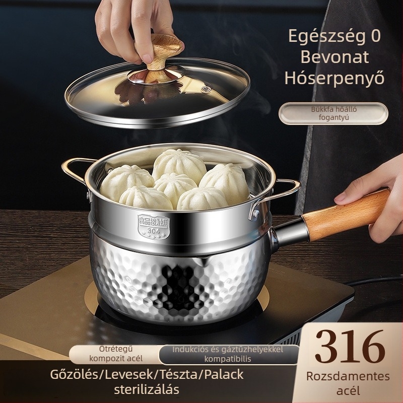 316 rozsdamentes acél Yukihira fazék, bevonat nélküli, tej- és babaételekhez, sütéshez és gyors tésztához, japán stílusú, kis méretű, tapadásmentes