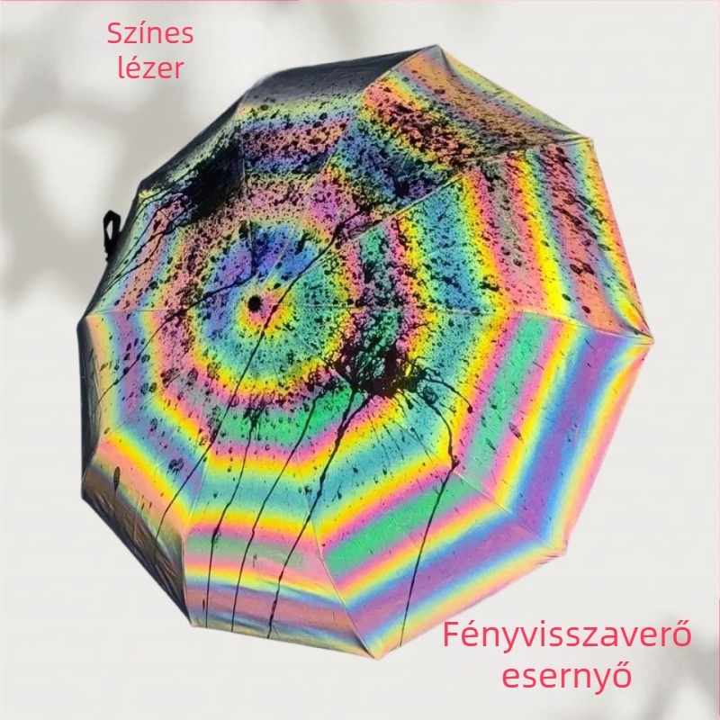 Lézeres fényvisszaverő esernyő, nedvesség hatására színváltozás, nap és eső kettős használatra, nagy, megerősített, egyedi design