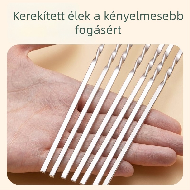 Rozsdamentes acél grillnyársak – kerek és lapos kivitelben báránynyársakhoz