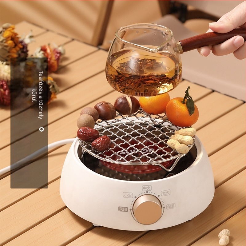 Kör alakú rozsdamentes acél grillrács, vastagodott kivitelben, tűzhelyhez, hordozható és multifunkciós