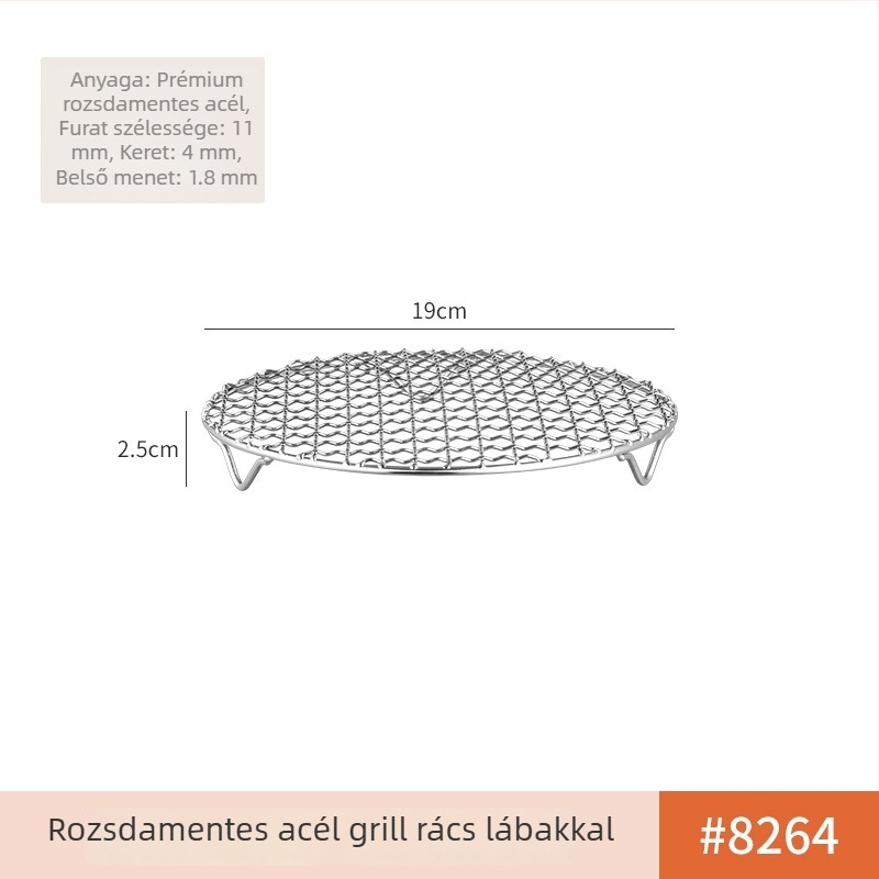 Kör alakú rozsdamentes acél grillrács, vastagodott kivitelben, tűzhelyhez, hordozható és multifunkciós