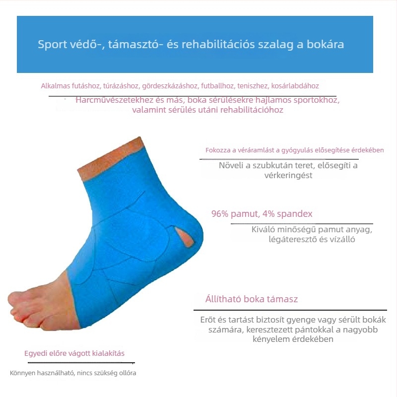 Bokavédő előre vágott kinesio tape-pel kosárlabda, futball és gördeszka számára