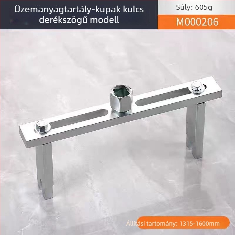Üzemanyag-tankfedél eltávolító eszköz, állítható kulcs derékszögű görbült állcsússal, 3- és 4-ágú fej – autójavítás
