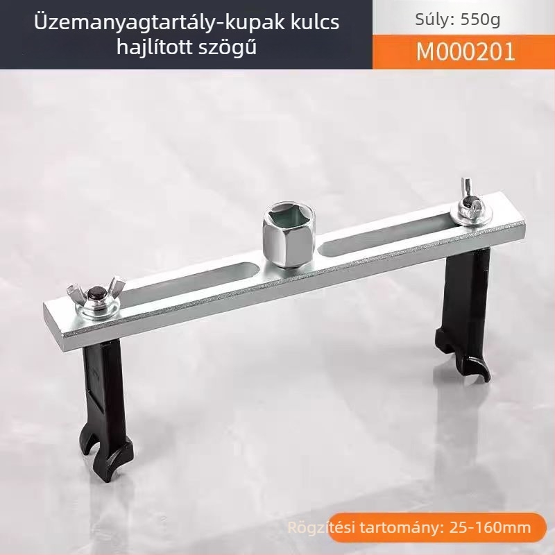 Üzemanyag-tankfedél eltávolító eszköz, állítható kulcs derékszögű görbült állcsússal, 3- és 4-ágú fej – autójavítás