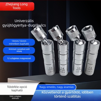 Univerzális mágneses gyertya-dugókulcs, 14 mm és 16 mm, 12-szög, motorkerékpárhoz és autóhoz, gyertya eltávolító eszköz