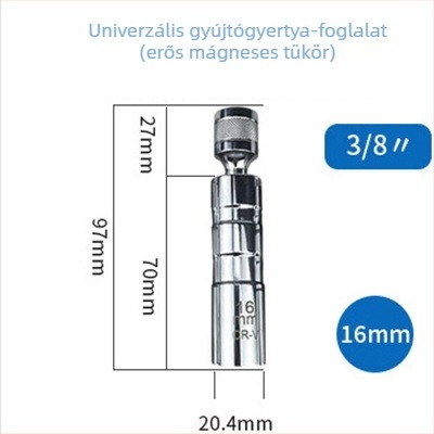 Univerzális mágneses gyertya-dugókulcs, 14 mm és 16 mm, 12-szög, motorkerékpárhoz és autóhoz, gyertya eltávolító eszköz