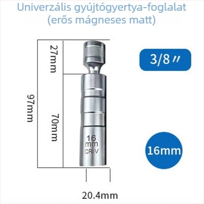 Univerzális mágneses gyertya-dugókulcs, 14 mm és 16 mm, 12-szög, motorkerékpárhoz és autóhoz, gyertya eltávolító eszköz